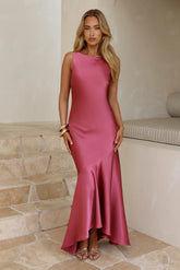 Bespoke Beauty Satin Maxi Dress Berry
