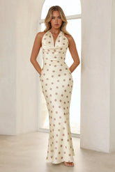 She's VIP Satin Scarf Maxi Dress Yellow