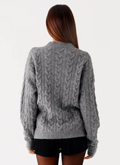 Frawley Cable Knit Cardigan - Grey