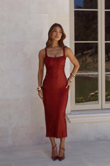 LUXE Spark Spell Midi Dress Wine