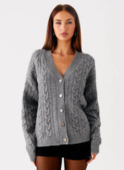 Frawley Cable Knit Cardigan - Grey