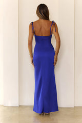 Dreamy Embrace Satin Maxi Dress Navy