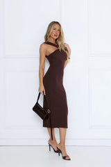 Gilded Nights Midi Dress Brown