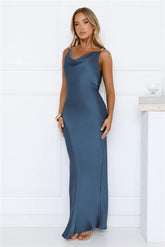 Effortless Appeal Satin Maxi Dress Teal