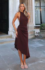 Night Hustle Halter Midi Dress Burgundy
