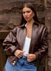 Indara Bomber Jacket - Chocolate