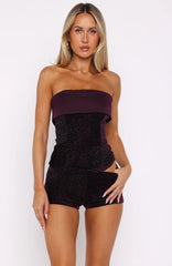 Loud Luxury Strapless Bustier Wine
